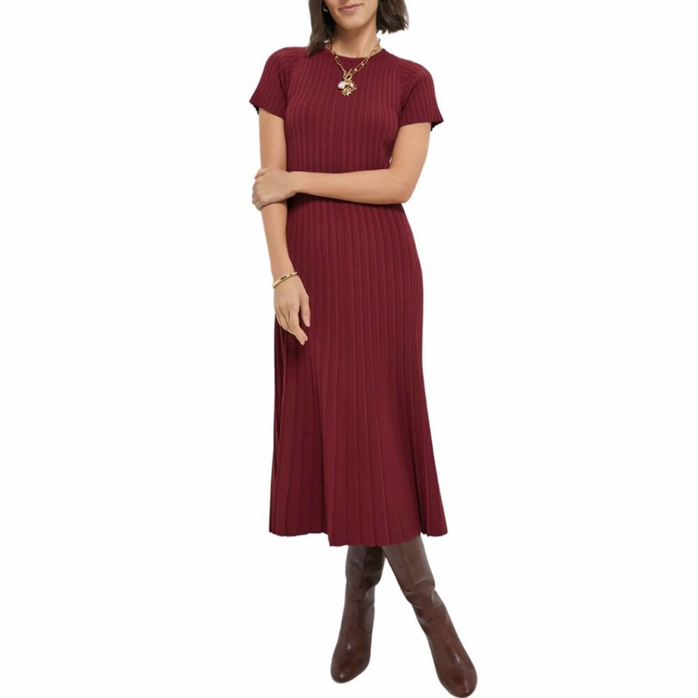 Tuckernuck Ribbed Midi Dress in Burgundy